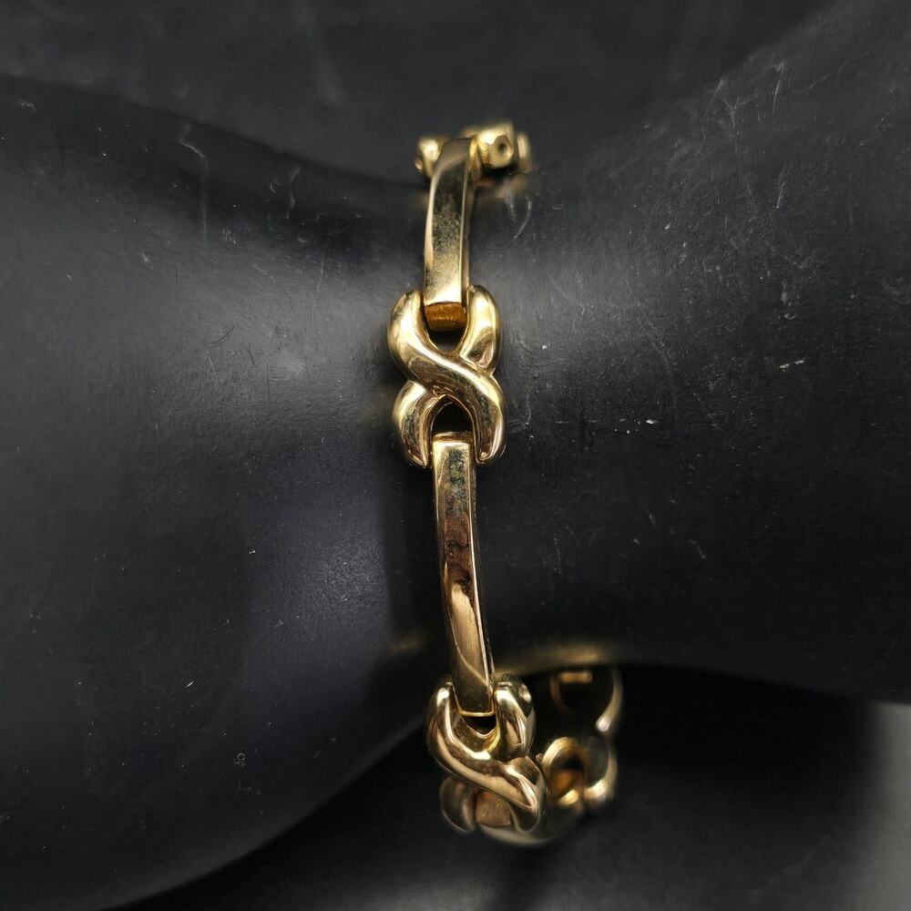Gold Tone Infinity Link Tennis Bracelet Vintage Costume Jewelry